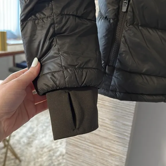 💥 Athleta Puffer Jacket Banner Peak Dark Gray Charcoal With Goose Down