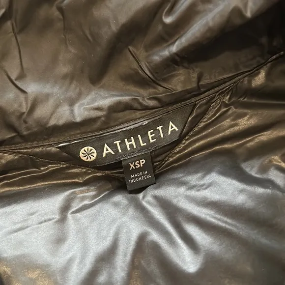 💥 Athleta Puffer Jacket Banner Peak Dark Gray Charcoal With Goose Down
