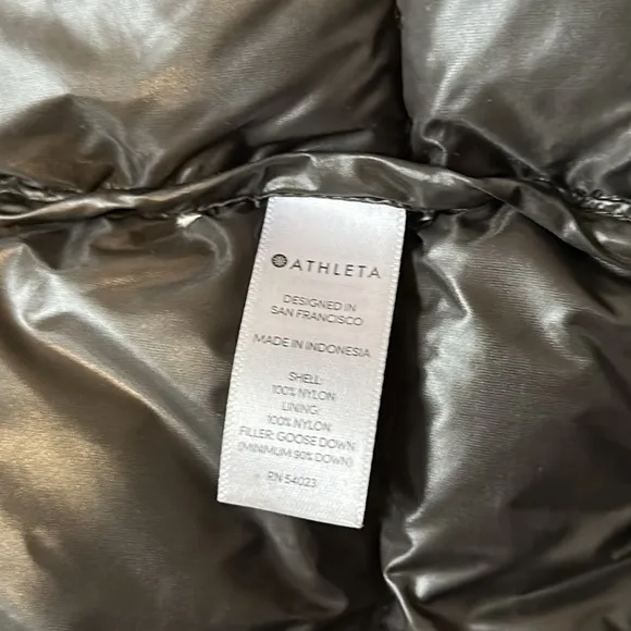 💥 Athleta Puffer Jacket Banner Peak Dark Gray Charcoal With Goose Down