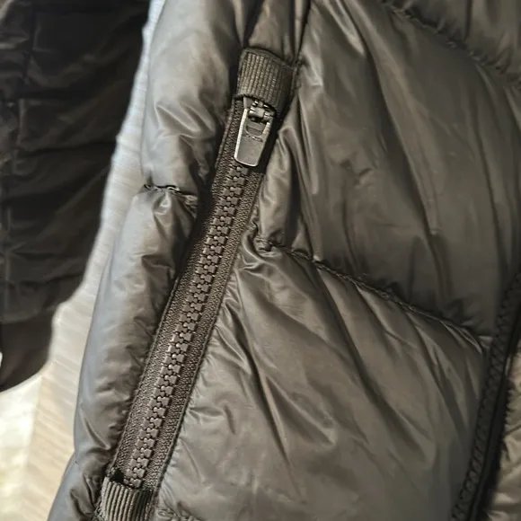 💥 Athleta Puffer Jacket Banner Peak Dark Gray Charcoal With Goose Down