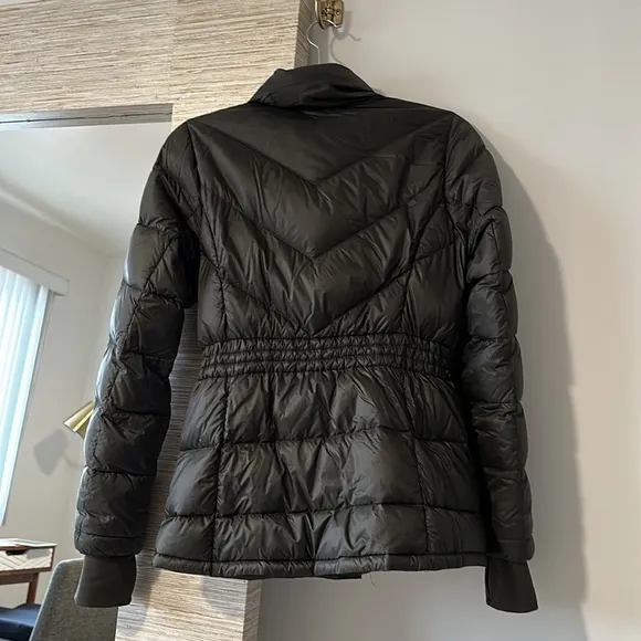 💥 Athleta Puffer Jacket Banner Peak Dark Gray Charcoal With Goose Down