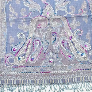 100% WOOL EMB SHAWL 70x180cm