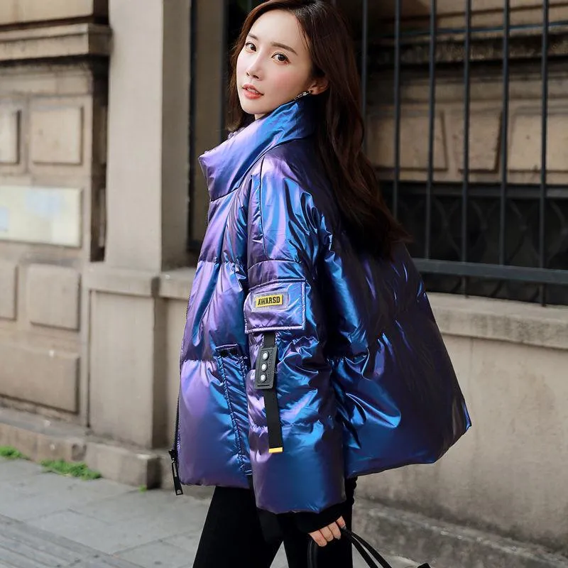 2020 New Ladies Down Jacket Shiny Short Parker Clothing Female Student Fashion Loose Winter Jacket