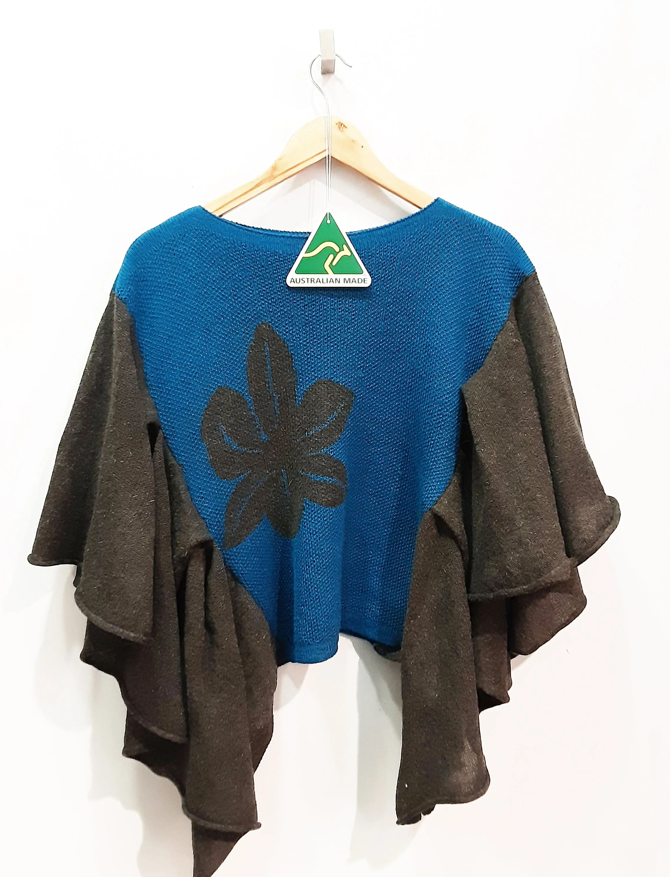 Alpaca Baby Poncho Carnation Design Royal Blue