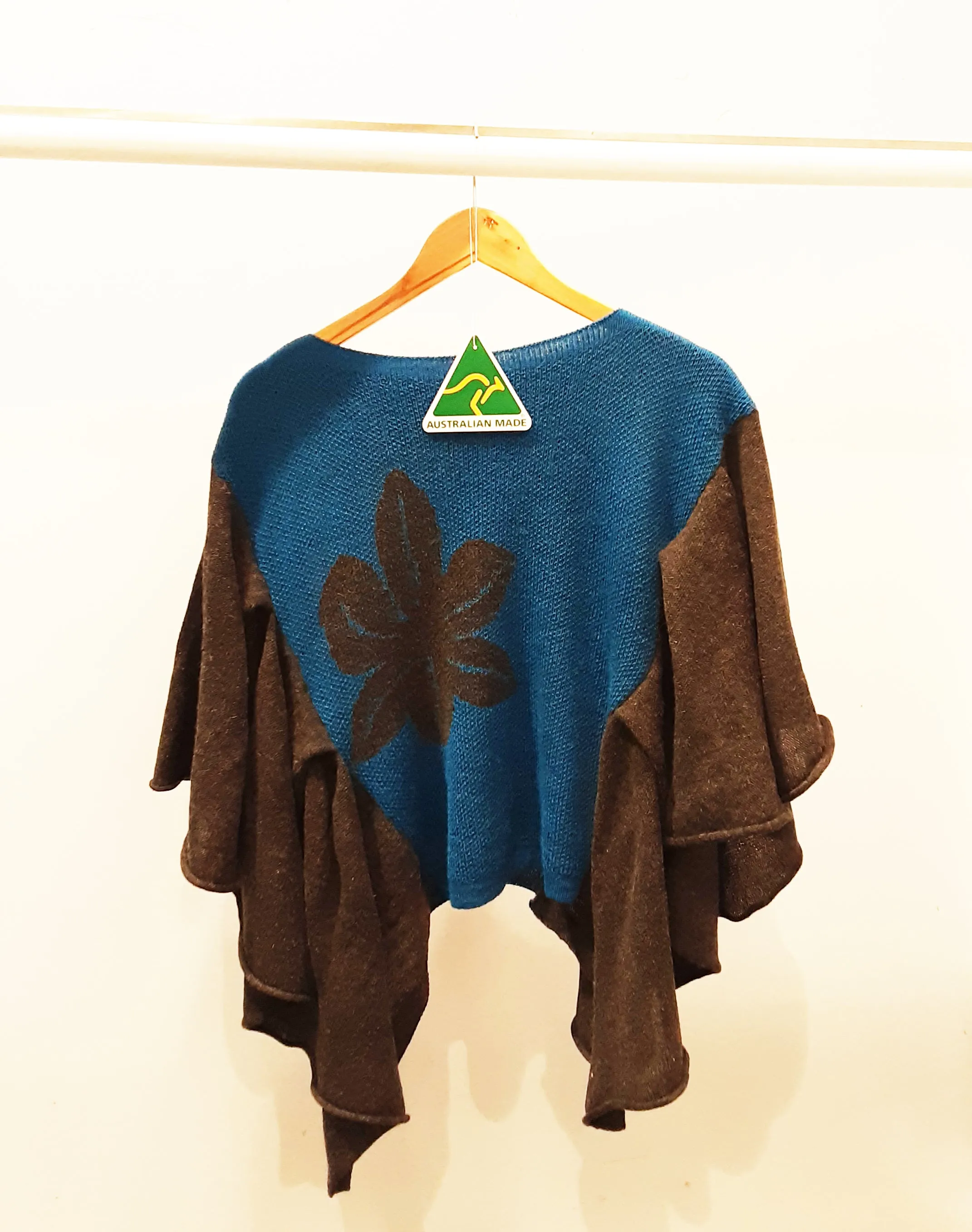 Alpaca Baby Poncho Carnation Design Royal Blue