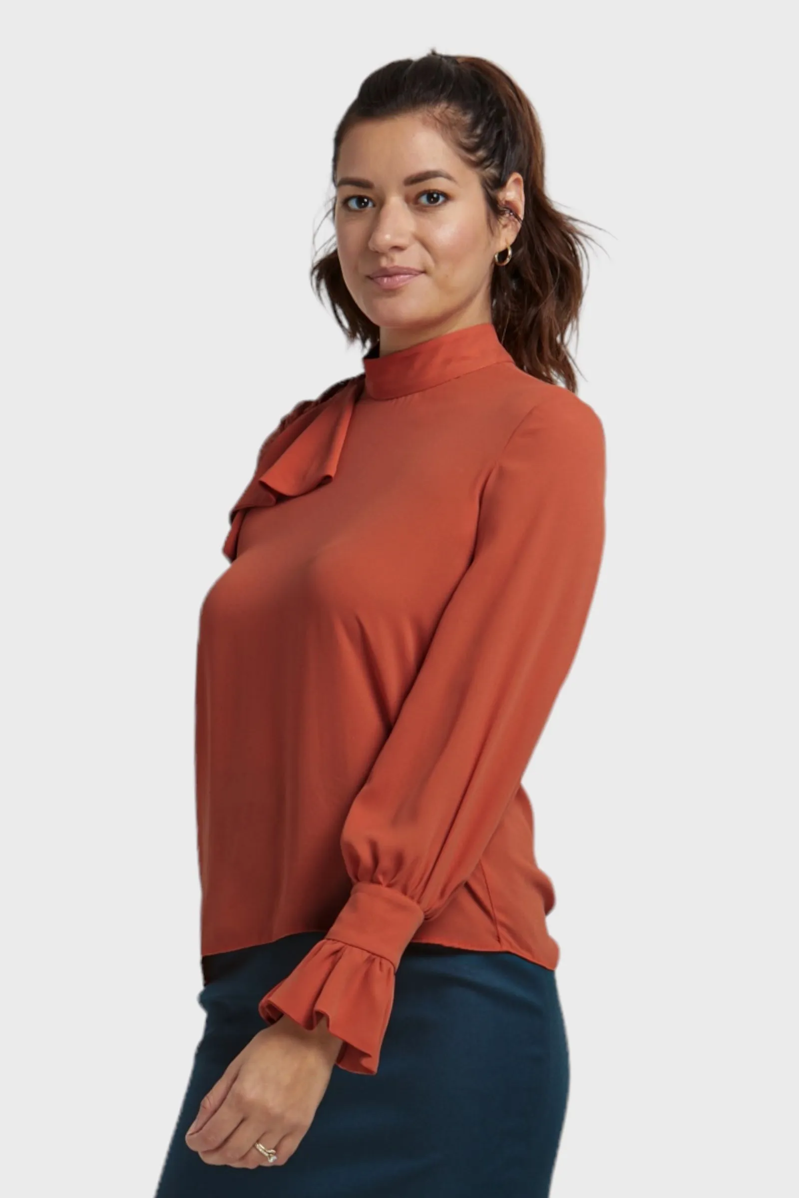 Anna Orange Ruffled Georgette Blouse