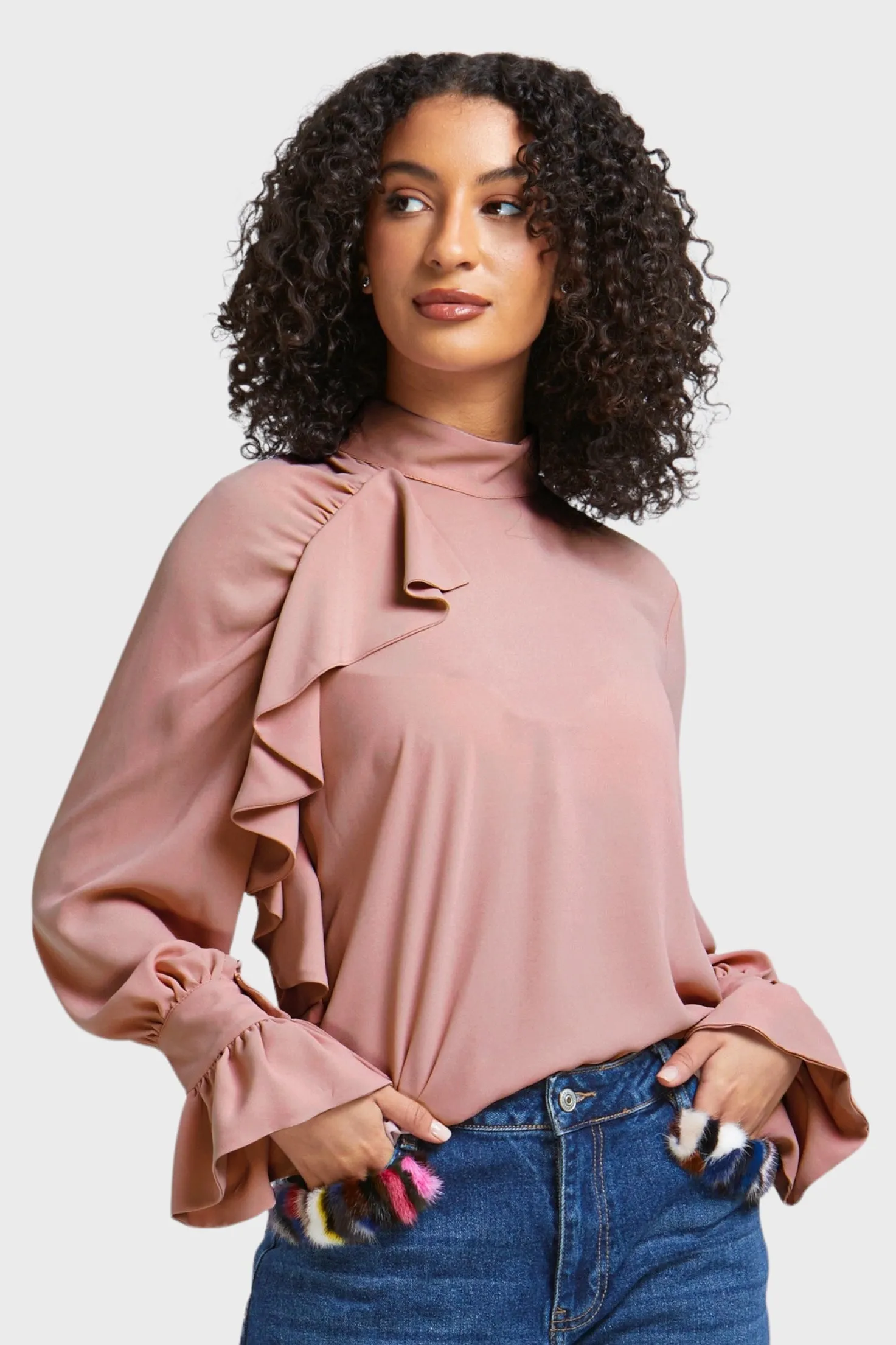Anna Orange Ruffled Georgette Blouse
