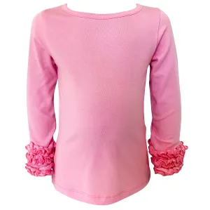 AnnLoren Baby Big Girls Boutique Long Sleeve Pink Ruffle Layering T-shirt