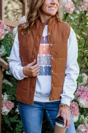 As The Leaves Fall Puffer Vest- Dark Camel