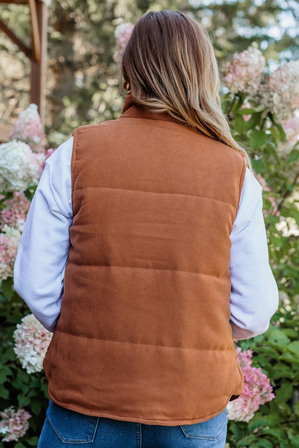 As The Leaves Fall Puffer Vest- Dark Camel
