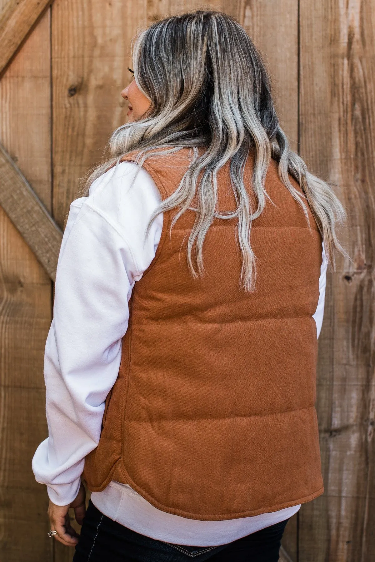 As The Leaves Fall Puffer Vest- Dark Camel