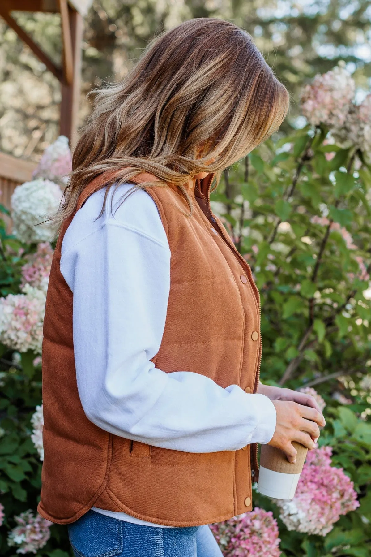 As The Leaves Fall Puffer Vest- Dark Camel