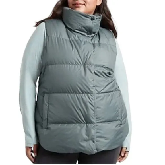 ATHLETA Downtown Vest Metropolis Gray Down Blend Puffer Vest 1X Zippered Pockets