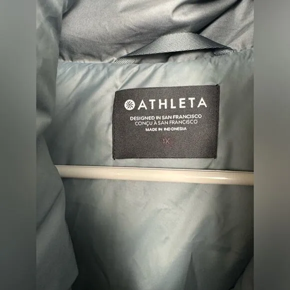 ATHLETA Downtown Vest Metropolis Gray Down Blend Puffer Vest 1X Zippered Pockets