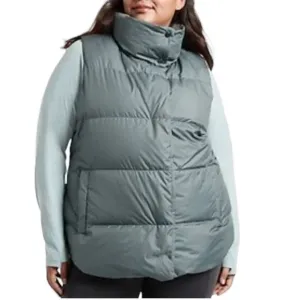ATHLETA Downtown Vest Metropolis Gray Down Blend Puffer Vest 1X Zippered Pockets