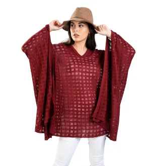 Baby Alpaca Vneck Sweater Poncho Diamond Pattern