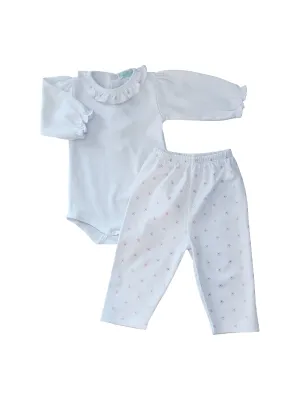Baby Girl's Pink Flower Print Pima Cotton Onesie & Pant Set
