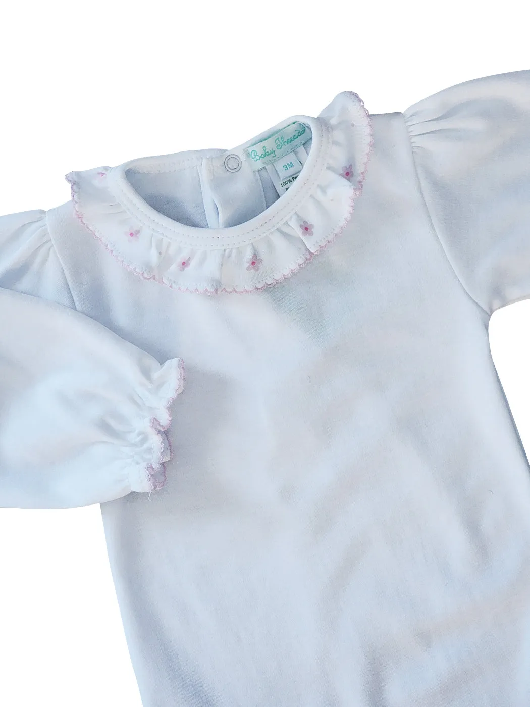 Baby Girl's Pink Flower Print Pima Cotton Onesie & Pant Set