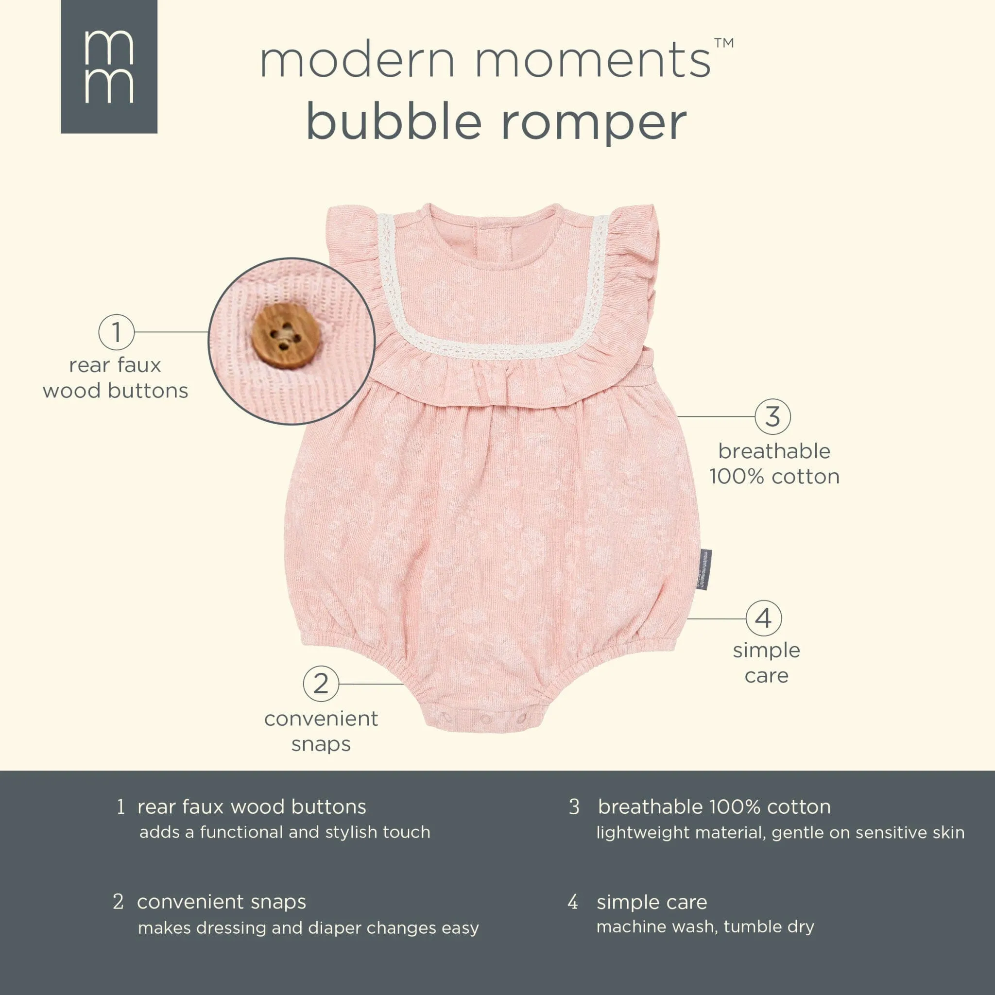 Baby Girls Rose Floral Ruffle Bubble Romper