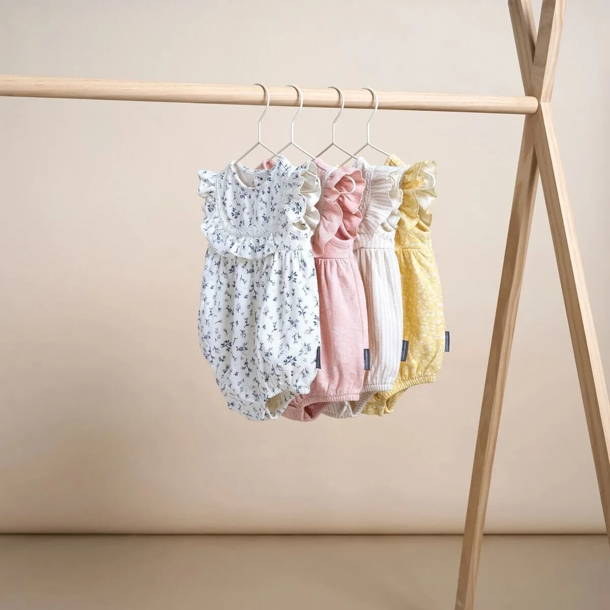 Baby Girls Rose Floral Ruffle Bubble Romper
