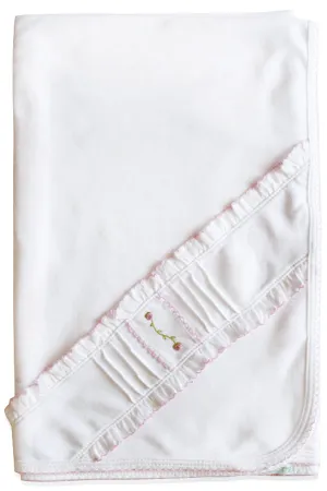 Baby Girl's White Ruffle Rosevine Blanket