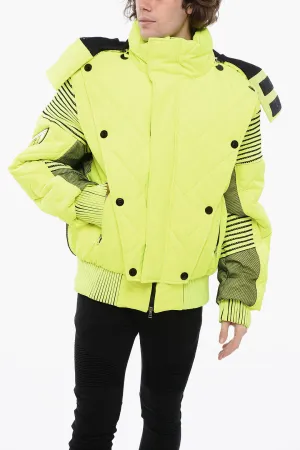 Balmain Padded NEON Jacket with Removable Hood and Mesh Details