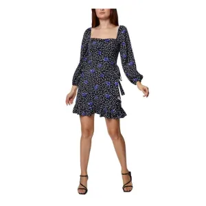 BCBGENERATION Womens Black Self Tie Waist Balloon Sleeve Mini Dress 2