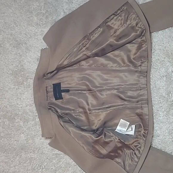 BCBGMAXAZRIA Fay Ruffled Cropped Moto Military Jacket in Sand Womens Size Small