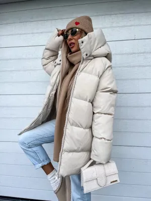Beiger Wintermantel in Extra-Länge - Lena