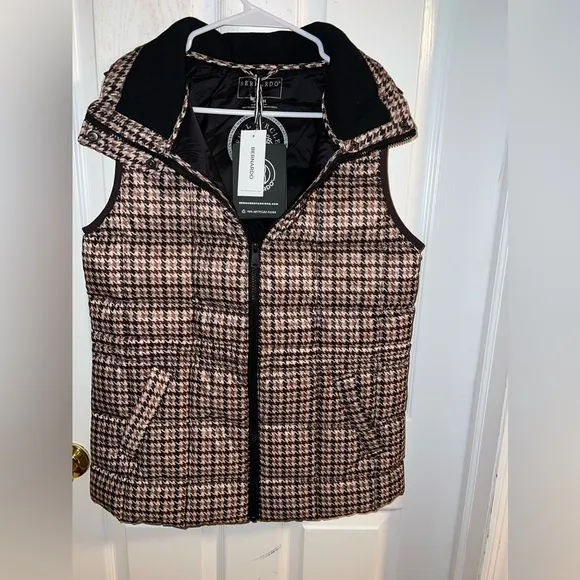 Bernardo - Women's Houndstooth Anorak Vest Jacket - Size Medium