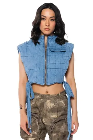 Big City Girl Denim Puffer Vest