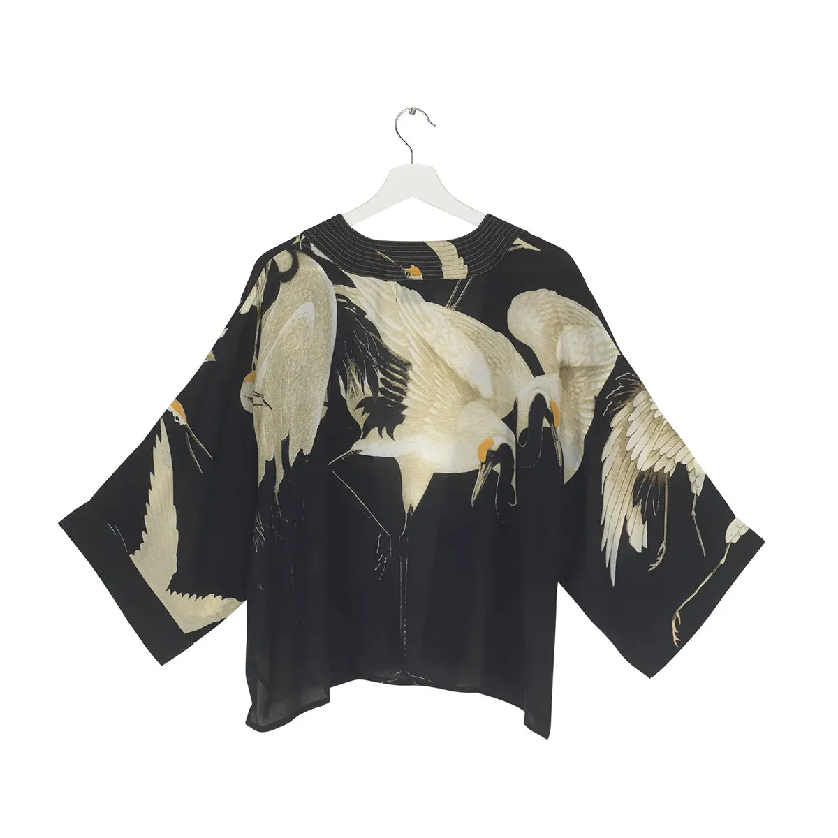 Black Crepe Stork Kimono