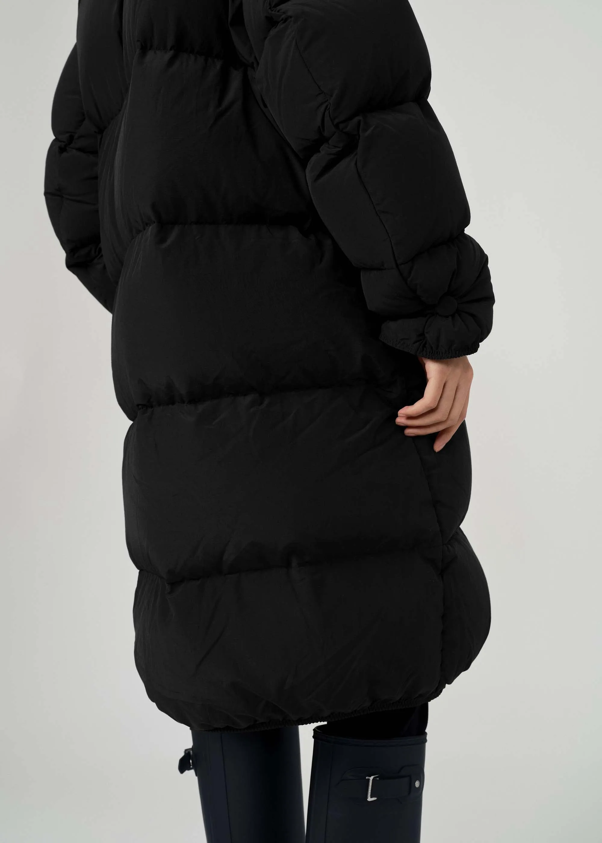 Black Long Quilted Puffer Jacket