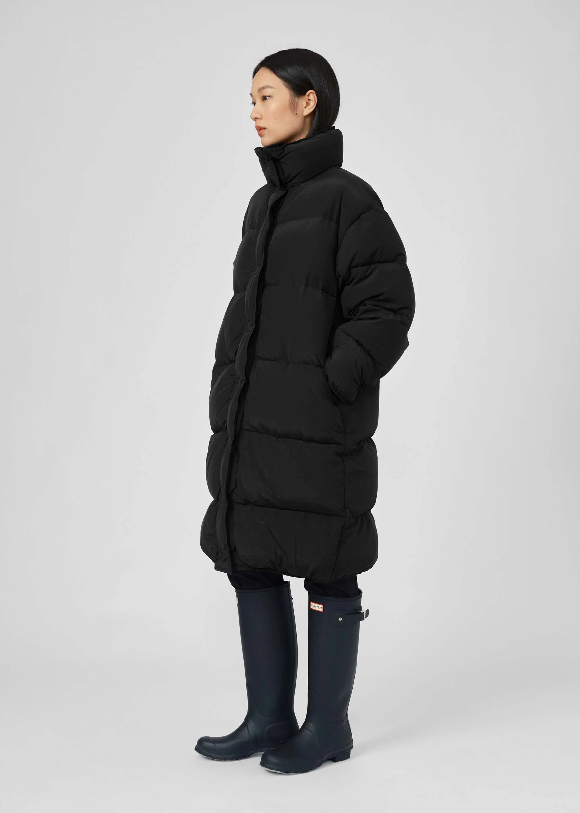 Black Long Quilted Puffer Jacket