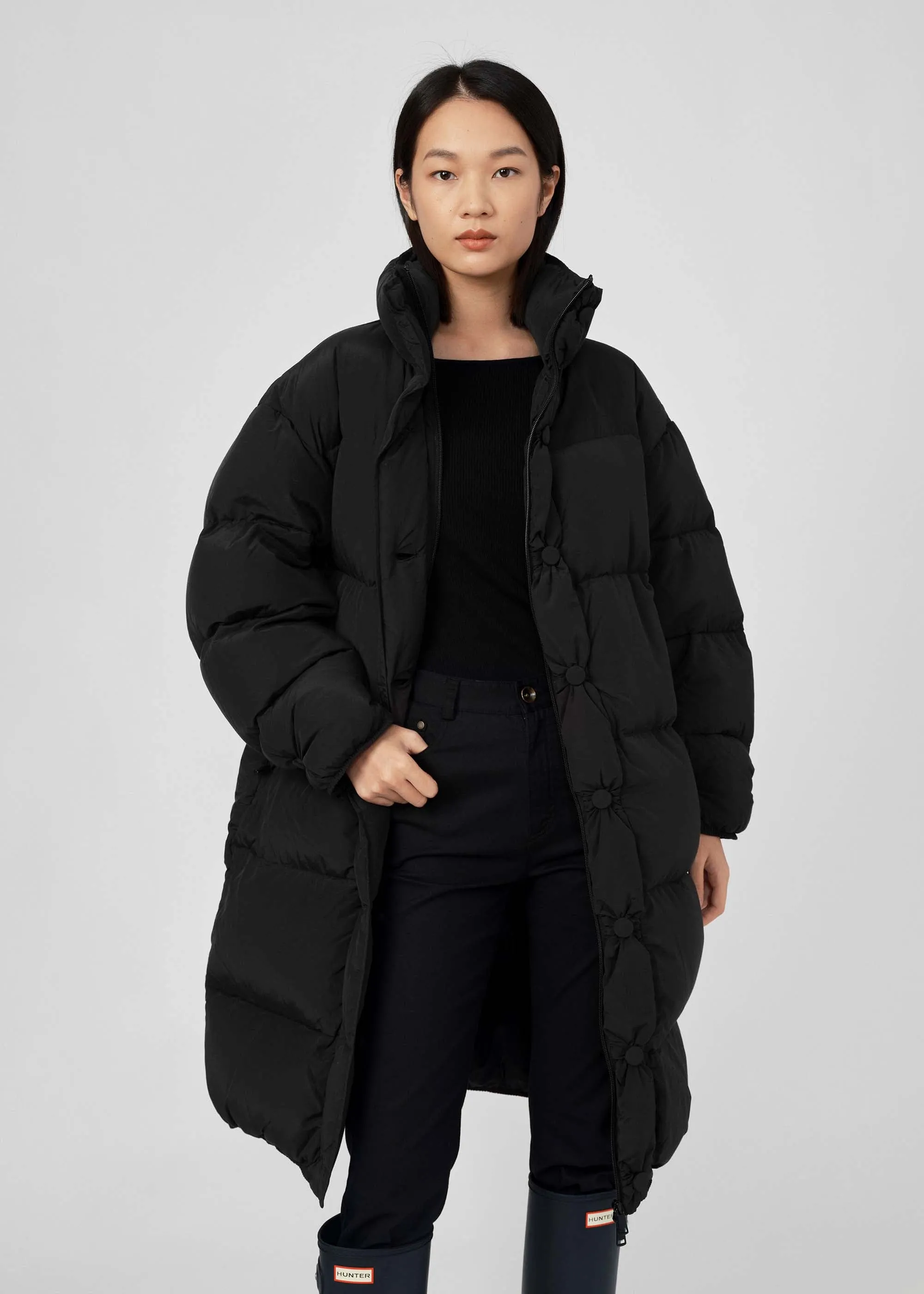 Black Long Quilted Puffer Jacket