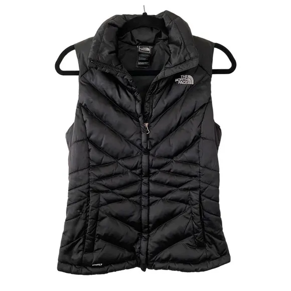 Black North Face 550 Zip Up Puffer Jacket