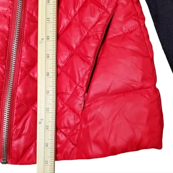Black Rivet Jacket Coat Puffer Gorpcore Down Fill Moto Quilted Winter Red Medium