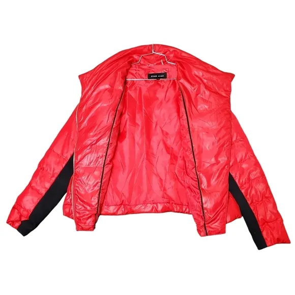 Black Rivet Jacket Coat Puffer Gorpcore Down Fill Moto Quilted Winter Red Medium
