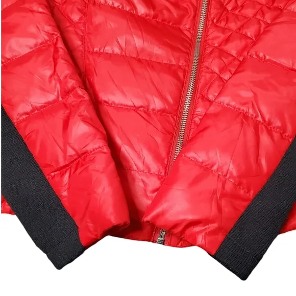 Black Rivet Jacket Coat Puffer Gorpcore Down Fill Moto Quilted Winter Red Medium