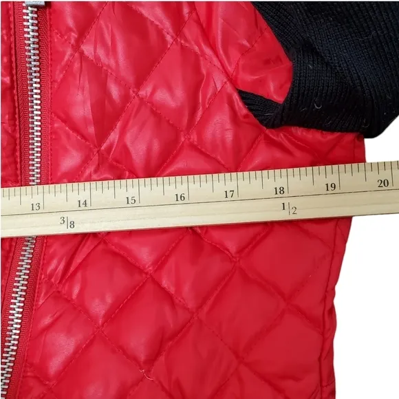 Black Rivet Jacket Coat Puffer Gorpcore Down Fill Moto Quilted Winter Red Medium