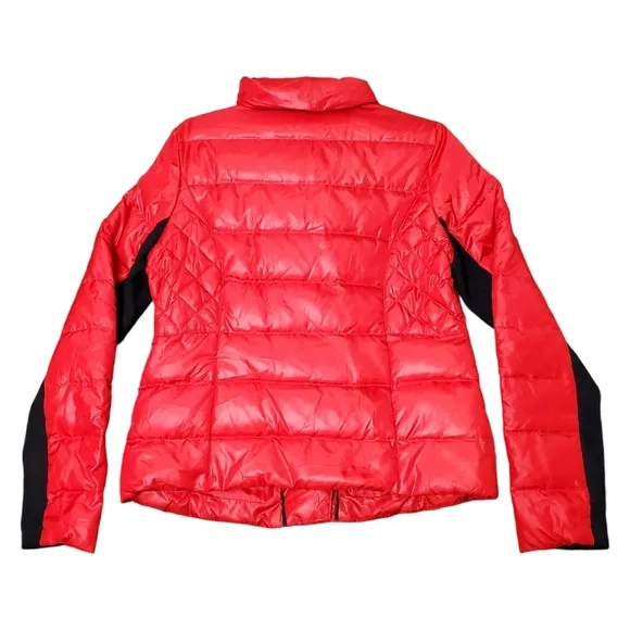 Black Rivet Jacket Coat Puffer Gorpcore Down Fill Moto Quilted Winter Red Medium