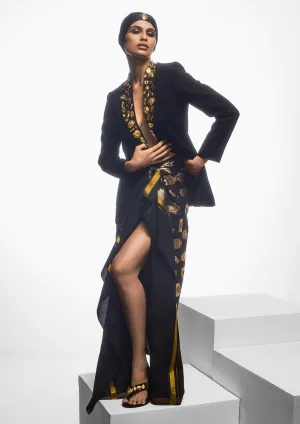 Black trophy jacket and veshti