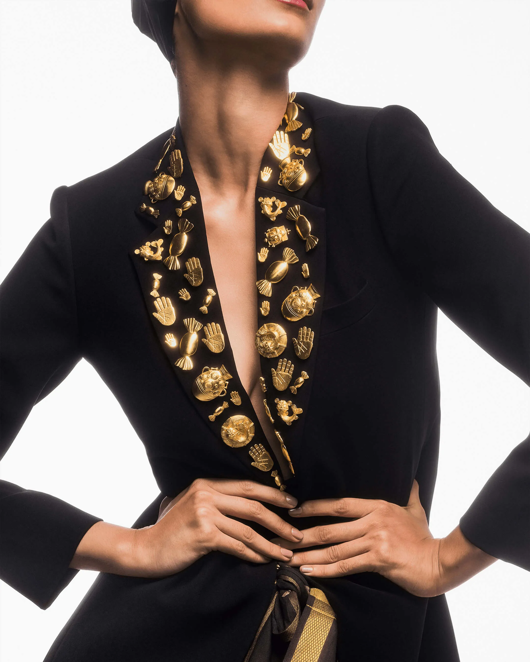 Black trophy jacket and veshti
