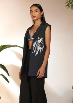 Black tropicool sleeveless blazer