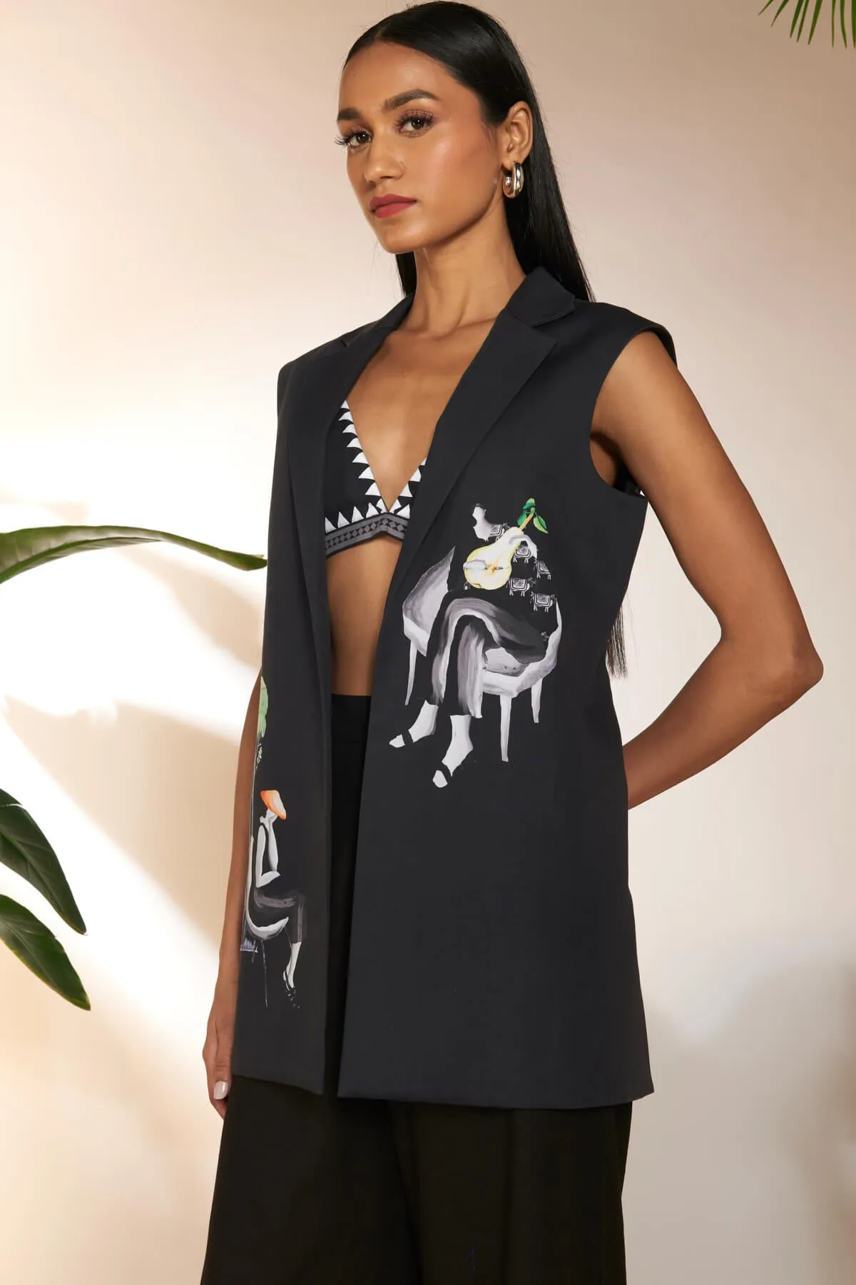 Black tropicool sleeveless blazer