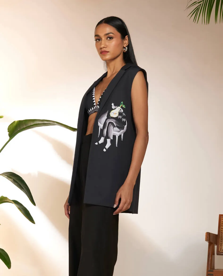 Black tropicool sleeveless blazer