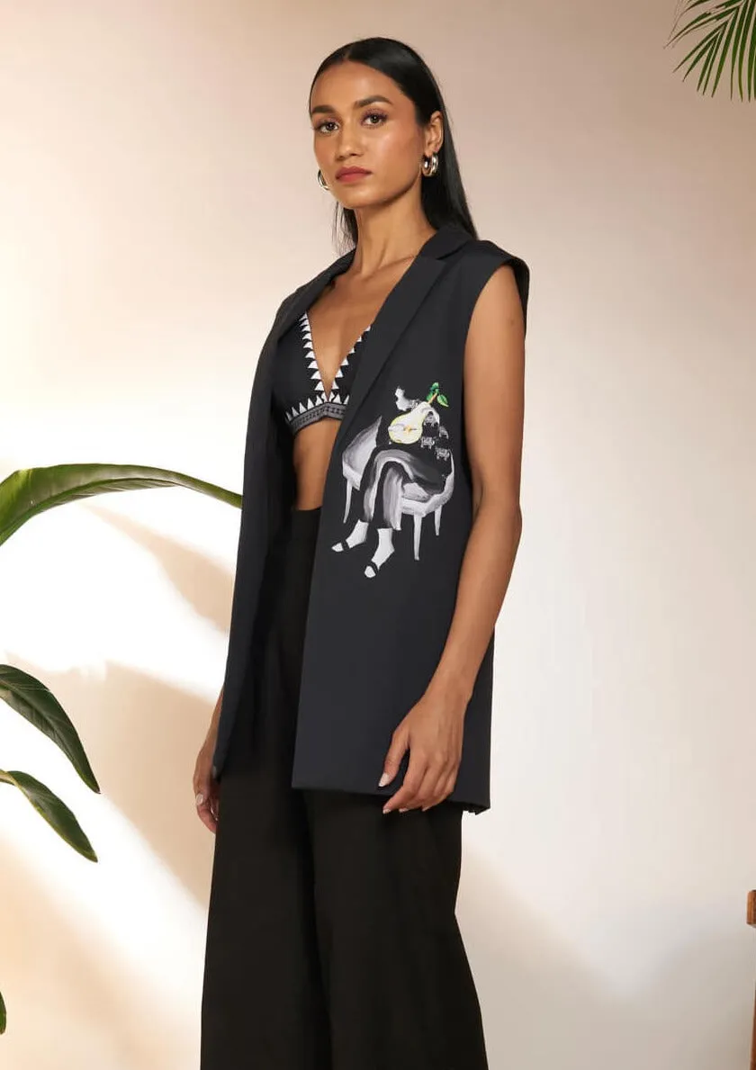 Black tropicool sleeveless blazer