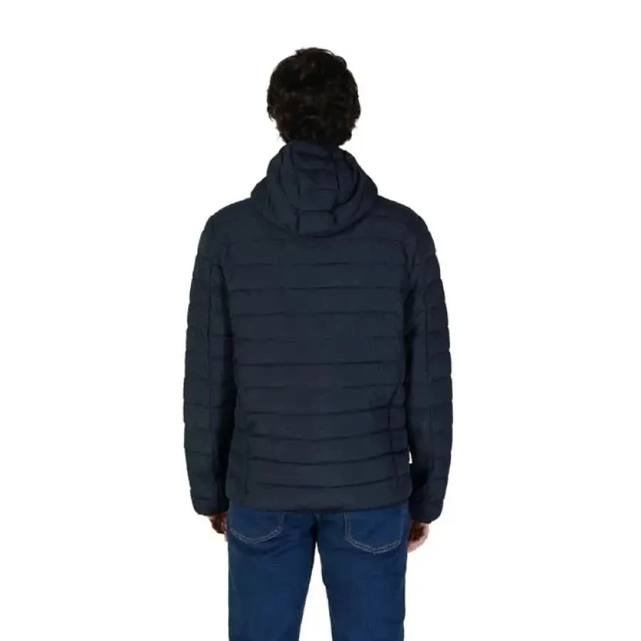 Blue Turtleneck Hooded Jacket for Men