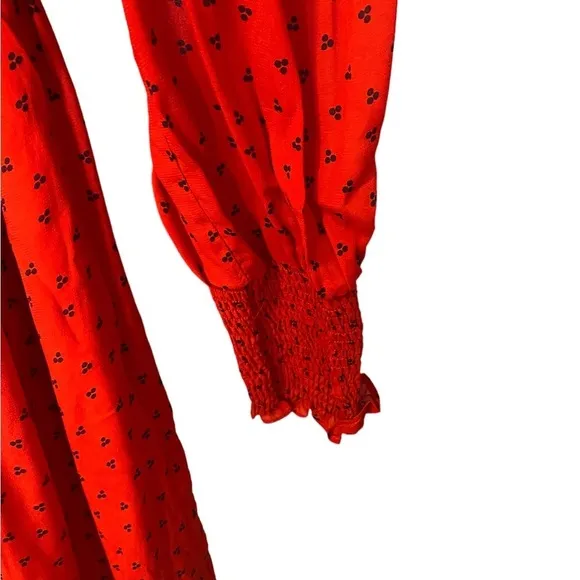 BODEN Carrie Smocked Dress Poinsettia Ruffle Red Long Sleeve