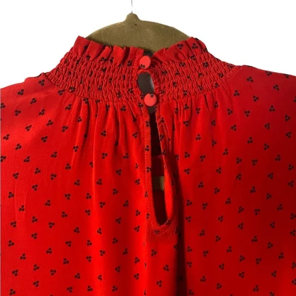 BODEN Carrie Smocked Dress Poinsettia Ruffle Red Long Sleeve